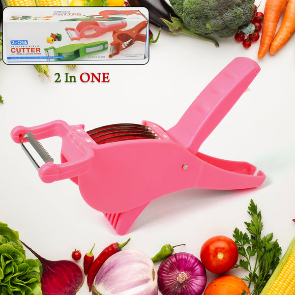 2 In 1 Vegetable  Fruit Multi Cutter 5 Blade Vegetable Cutter With Peeler (1 Pc  Multicolor)