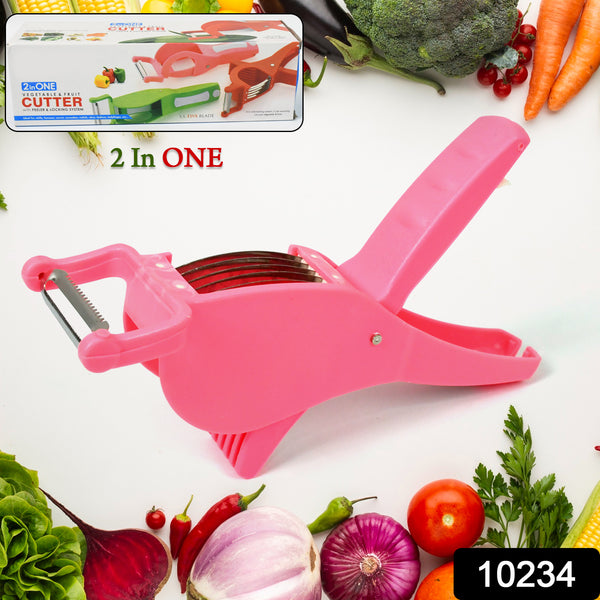 2 In 1 Vegetable  Fruit Multi Cutter 5 Blade Vegetable Cutter With Peeler (1 Pc  Multicolor)