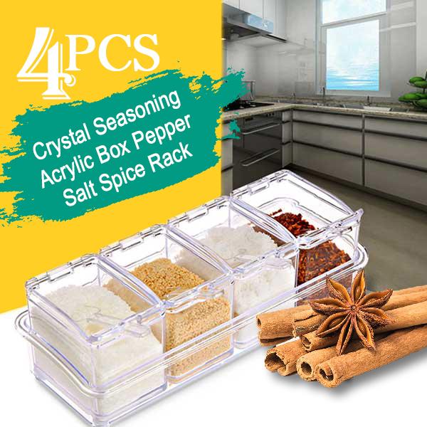 Crystal Seasoning Acrylic Box Pepper Salt Spice Rack