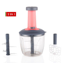 2 In 1 Push Up Chopper With Blender Affixed With 6 Sharp Blade  Vegetable And Fruit Cutter With Easy Push And Chop Button