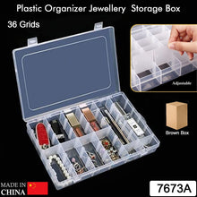 36 Grids Clear Plastic Organizer Jewelry Storage Box With Adjustable Dividers Transparent Organizer Box (1pc)