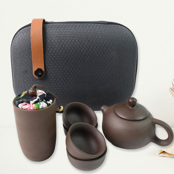 Portable Kung Fu Tea Set With A Portable Travel Bag (Set Of 6pcs)