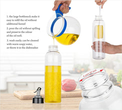 1Liter Oil Dispenser with Lid - Clear Drip Free Spout Controlled Use